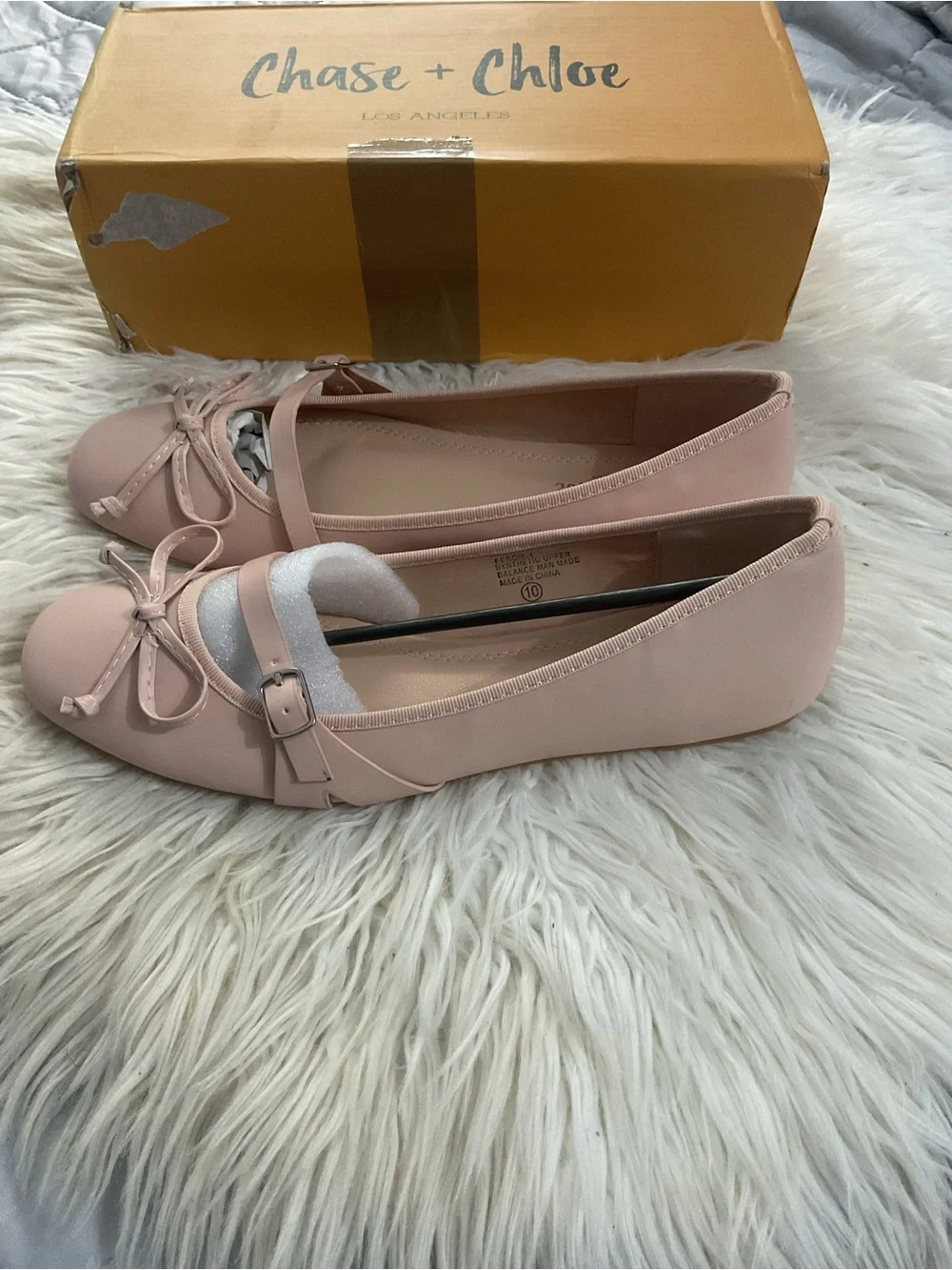 Chase + Chloe Powder Pink Mary Jane Ballet Flats with Bow